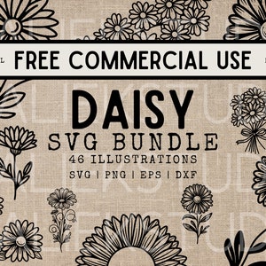 46 Daisy SVG Bundle - Daisies images in SVG, png, dxf, or eps files to use as clip art