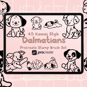45 Dalmatian Dogs Procreate Stamps Brush Set - Cute Kawaii Style Procreate Brushes