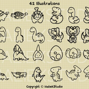 42 Dinosaurs Svg Bundle - Cute Kawaii Style Dinosaur Images in SVG, Png ...