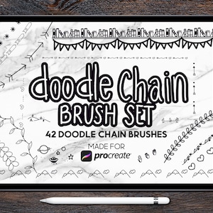 Doodle Chain Brush Set: 42 Hand-Drawn Digital Borders for Procreate