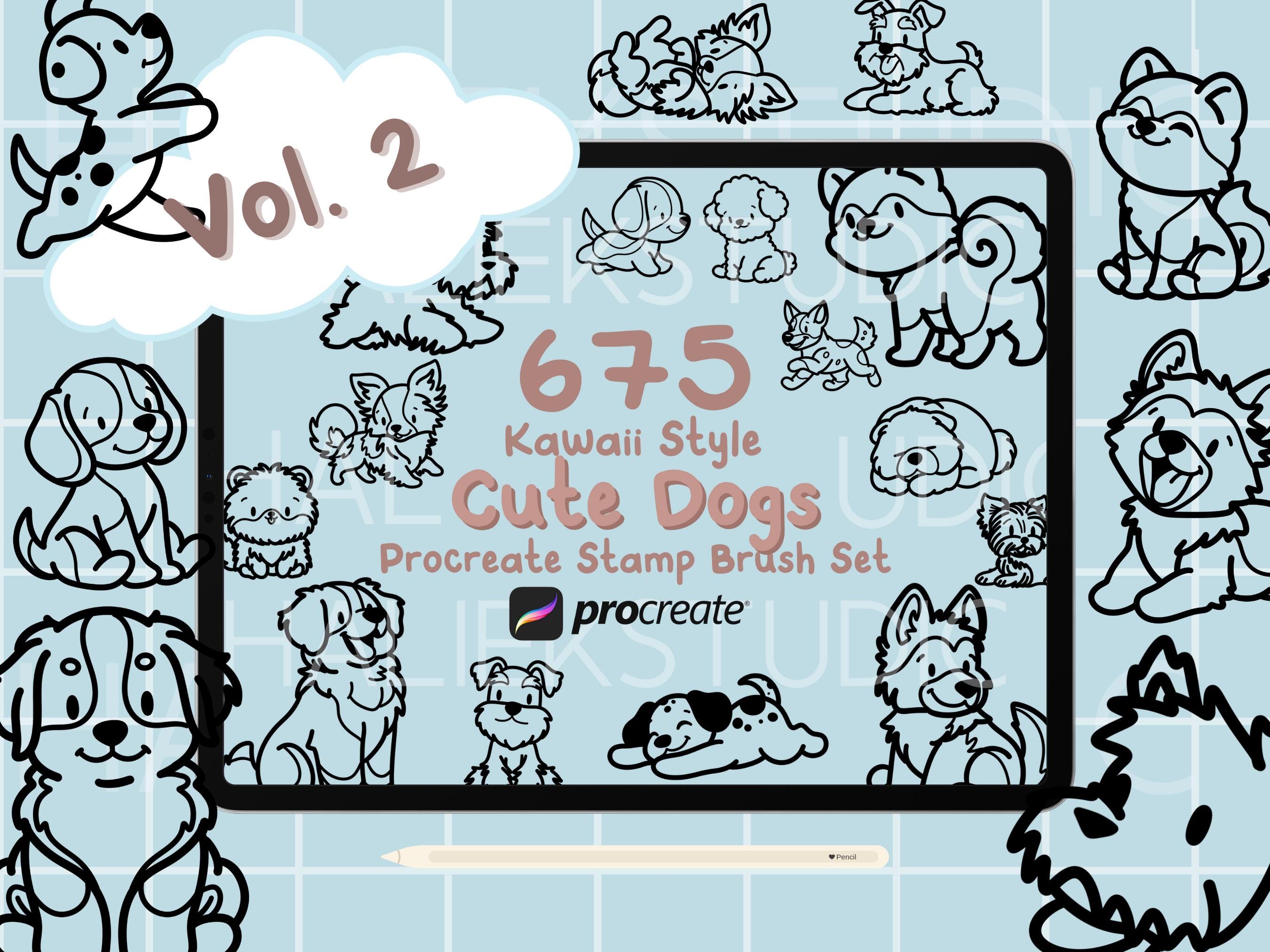 675 Kawaii Dog Procreate Stamp Brushes Vol. 2 (digital Download) - Etsy