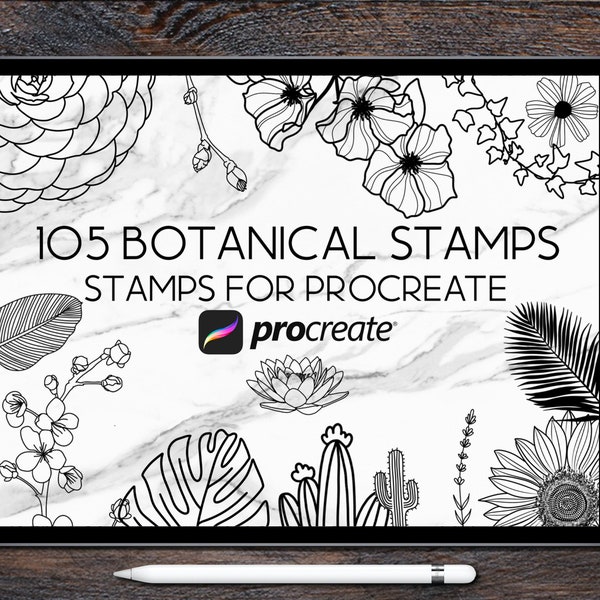 105 Botanical Stamps Brush Set for Procreate - Floral Image Stamps made for Procreate