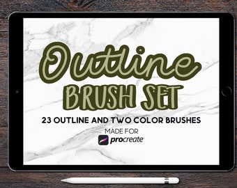 Procreate Outline and Two Color Brush Set - 23 Brushes for Procreate
