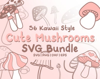 Doodle Musroom SVG Bundle: 56 Kawaii Clip Art Bilder (digitaler Download)