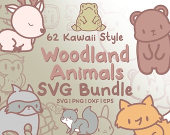 Waldtiere SVG Bundle - 62 Kawaii Wald Clipart (Digitaler Download)
