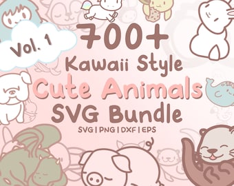 700+ Kawaii Tier SVG Bundle - süße Clipart (digitaler Download)