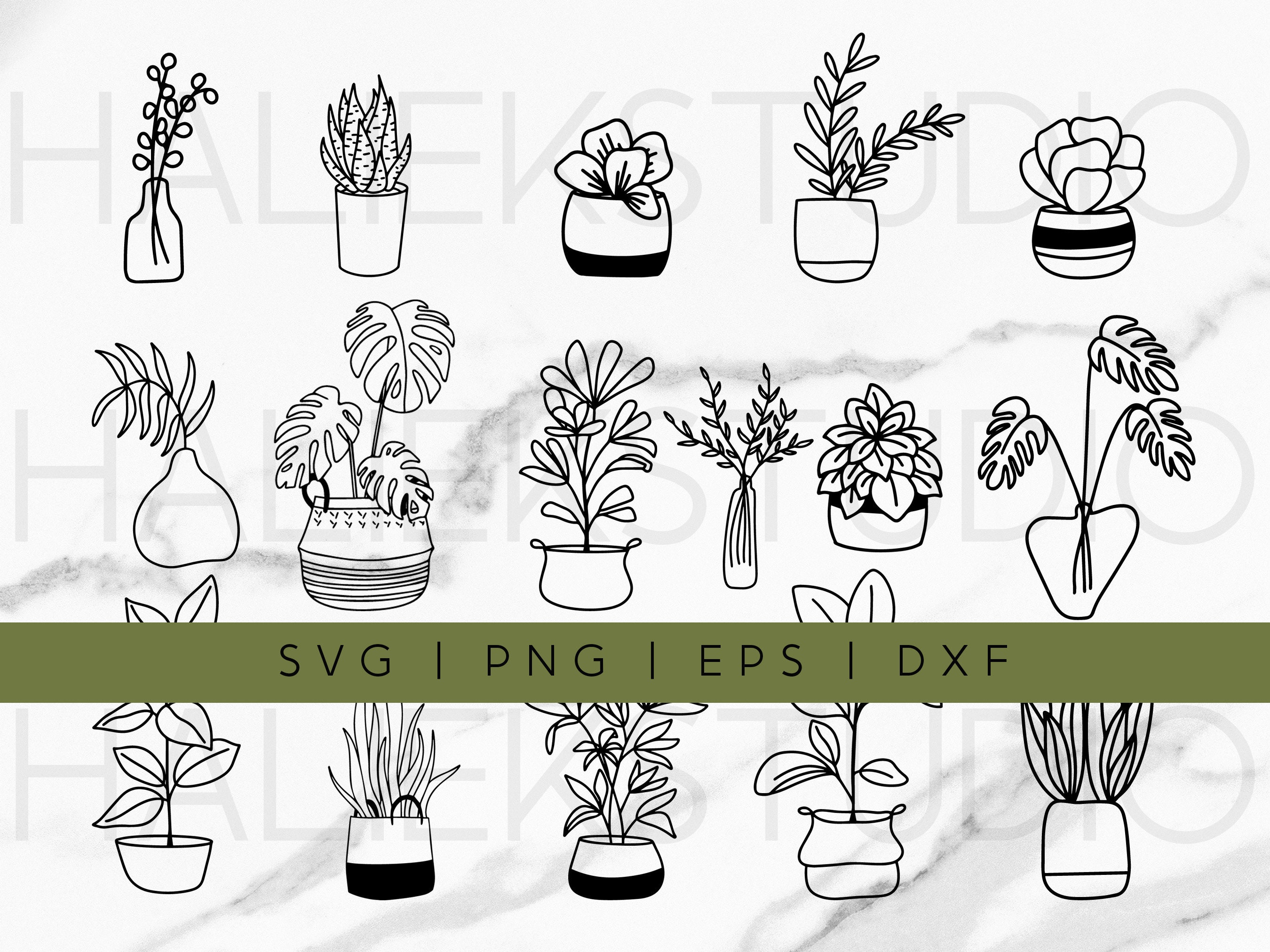 16 Boho Elements House Plant SVG Images Line Art Plant Etsy