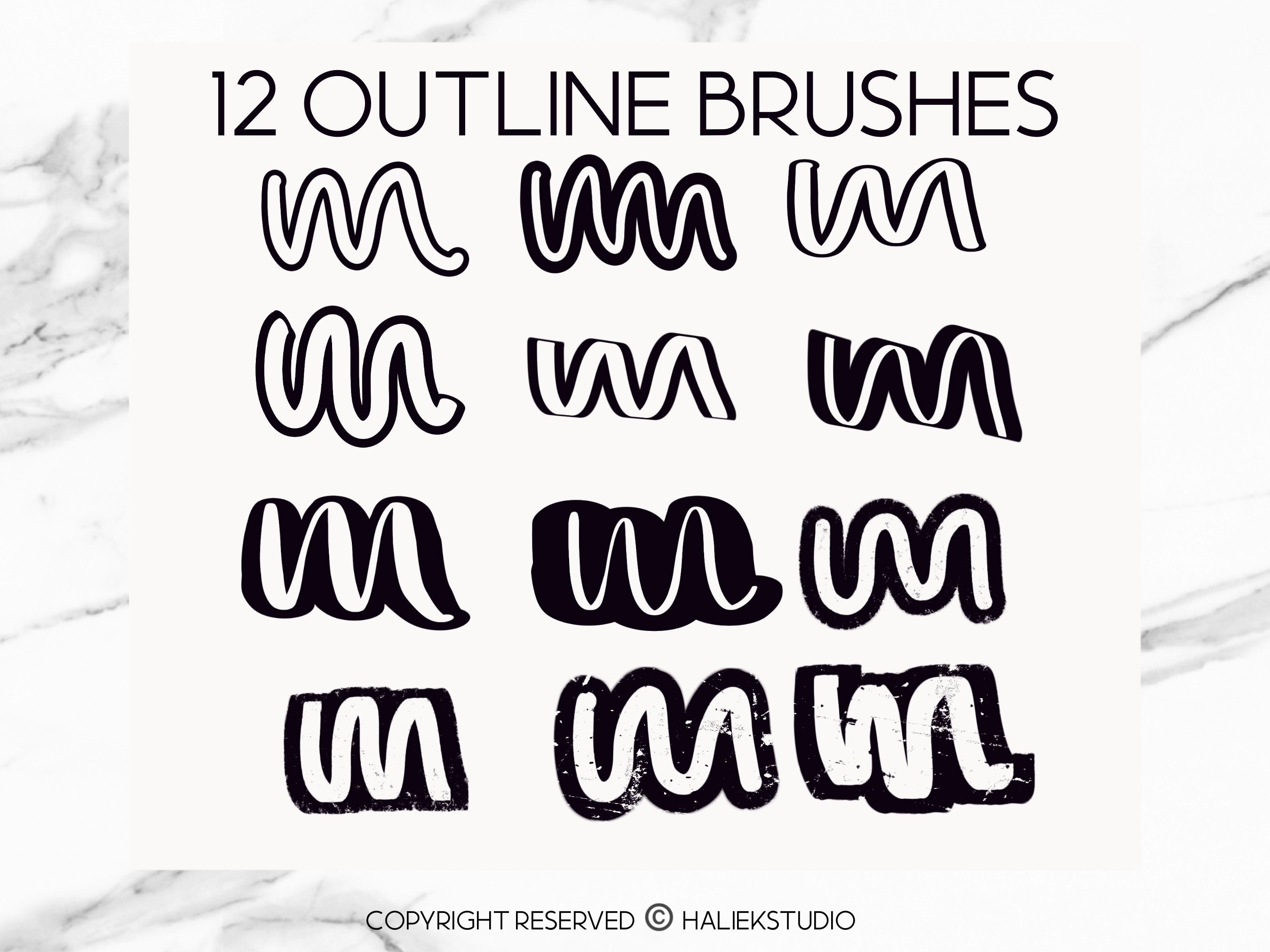 Procreate Outline and Two Color Brush Set - 23 Brushes for Procreate - Etsy