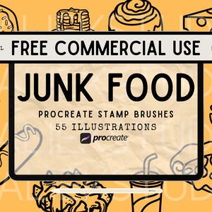 Junk Food Doodles: 55 Procreate Stamp Brush Set (Commercial Use)