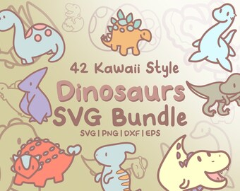 42 Kawaii Dinosaur SVG Clipart Bundle – Cute Dino Images (Digital Download)