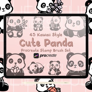 45 Pandas Procreate Stamps Brush Set - Lindos pinceles Procreate estilo Kawaii