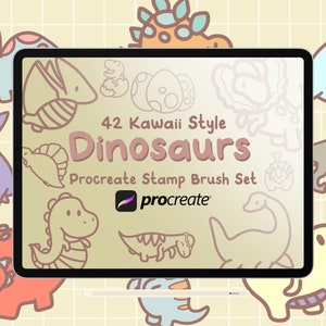 42 Procreate Dinosaurs Stamps Brush Set - Leuke Kawaii Procreate-borstels