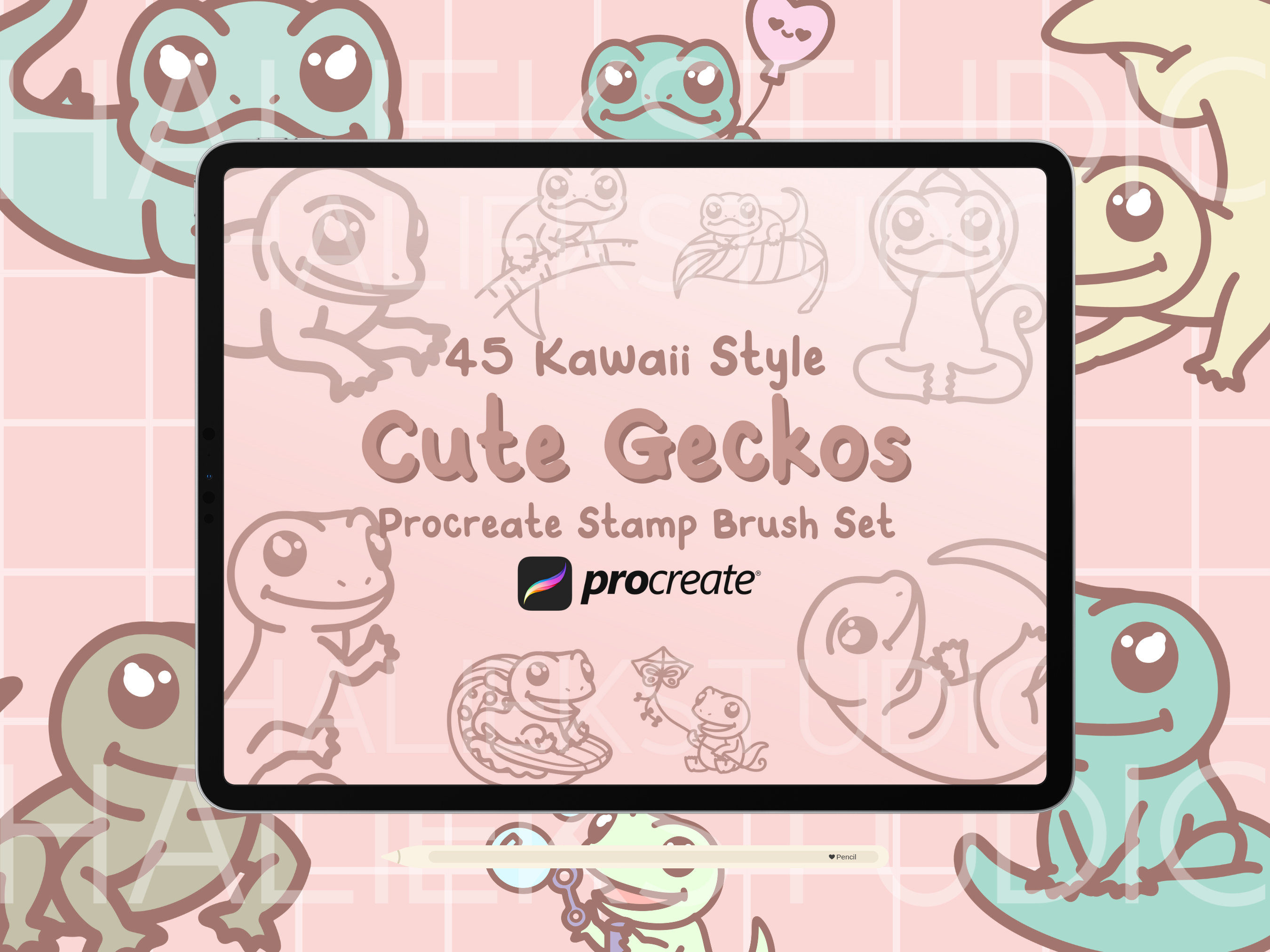Cute Kawaii Geckos - 45 Procreate Stamp Brushes - Etsy