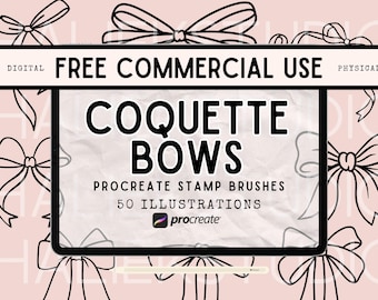50 Coquette Bögen Procreate Pinsel Set - Procreate Pinsel mit Kommerzieller Nutzung