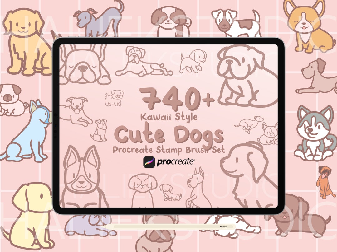 740+ Kawaii Dog Procreate Stamp Brushes (digital Download) - Etsy
