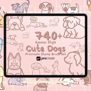 740+ Procreate Dog Stamp Brushes - A Collection of over 740 Dog Stamps for Procreate Cute Kawaii Style