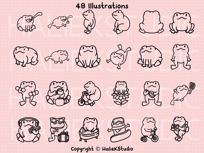 48 Kawaii Frogs & Toads Procreate Stamps Brush Set - Etsy