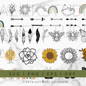 102 Boho Elements SVG Bundle - Boho Style svg files/cut files for Cricut or Silhouette or as clipart