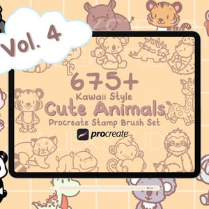 675+ Procreate Animals-stempels - schattige Kawaii Procreate-stempels, Doodle Procreate-borstels - deel 4