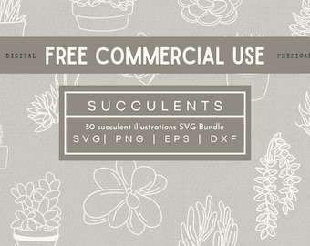 50 Succulents SVG Bundle: Cricut & Silhouette Cut Files (Commercial Use)