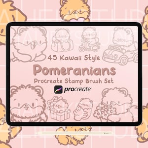 45 Pomeranian Procreate Stamps Brush Set - Cute Kawaii Style Procreate Brushes