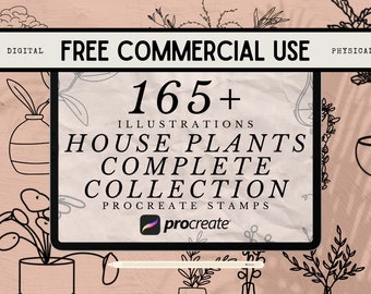 165+ Procreate House Plants Stamps COMPLETE Collection-  Plants Procreate Stamps with Free Commercial Use