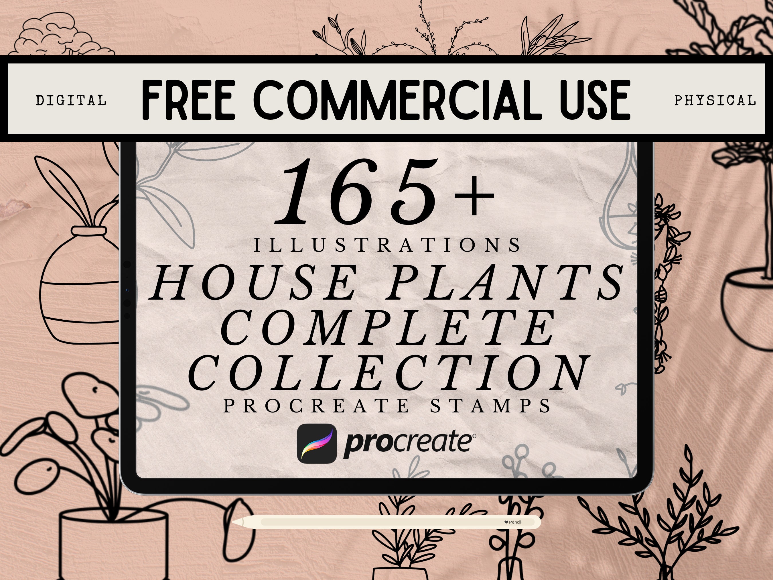 165+ House Plant Procreate Stamps: Complete Illustration Collection (Commercial Use)
