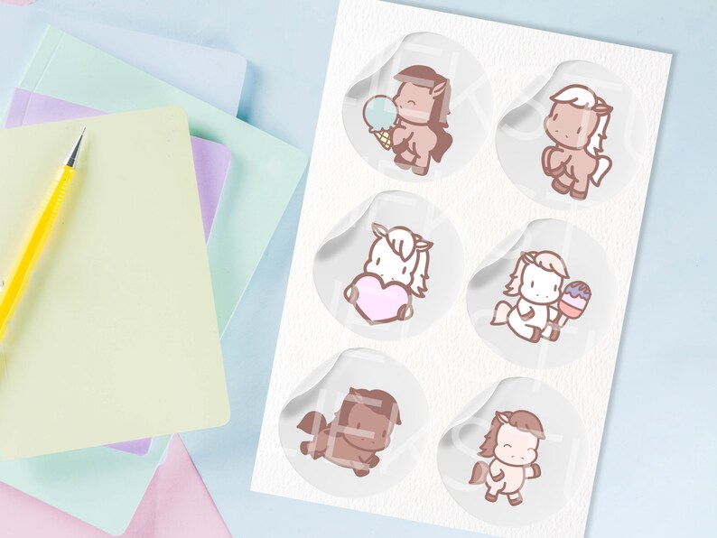 42 Cute Horses Procreate Stamps Brush Set Cute Kawaii Style Horses