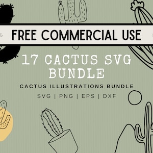 17 Cactus SVG Bundle - Cactus, Suculentas archivos svg/archivos cortados para Cricut o Silhouette o como imágenes prediseñadas - Uso comercial gratuito