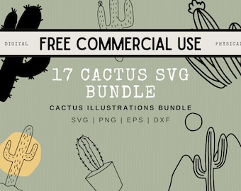 17 Boho Cactus SVG Bundle: Desert Scene Cut Files (Digital Download)