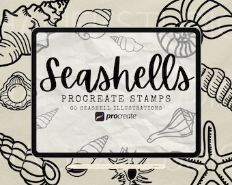 60 Seashell Procreate-stempelsborstelset