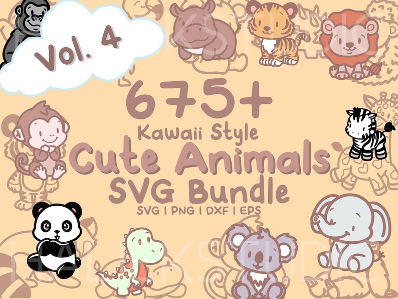 675+ Animal SVG Bundle - Cute Kawaii Animals in SVG, Png, Dxf, or Eps ...