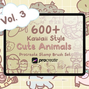 Más de 600 sellos de animales procreados, lindos sellos procreados Kawaii, animales lindos procreados, pinceles procreados de garabatos - Volumen 3