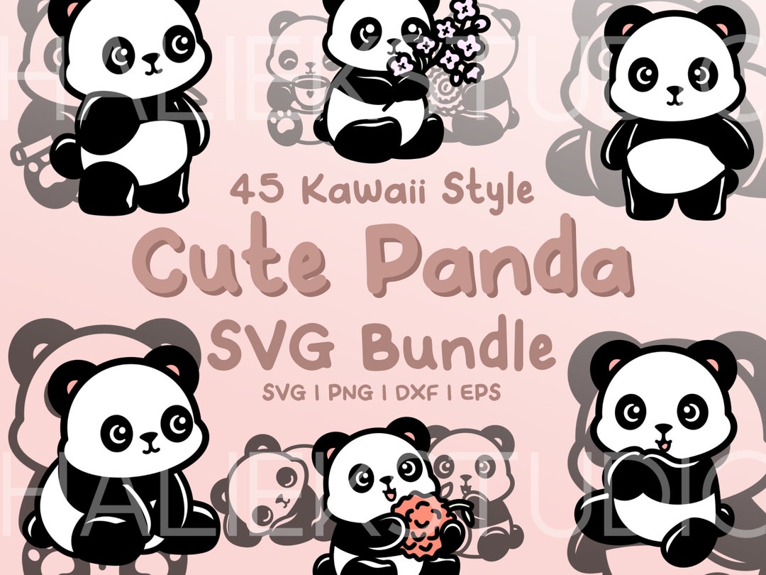 45 Pandas SVG Bundle - Cute Kawaii or Chibi Panda Images in SVG, Png ...