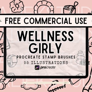 55 Wellness Girly Procreate Stamps Brush Set