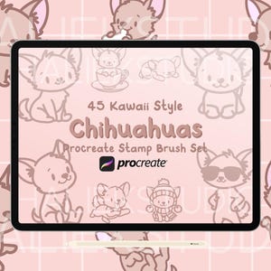 45 Chihuahua Procreate Stamps Brush Set - Cute Kawaii Style Procreate Brushes