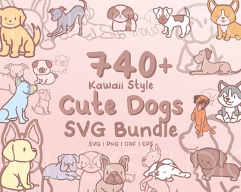Kawaii Dogs SVG Bundle – 740+ Cute Dog Breed Clipart (Digital Download)