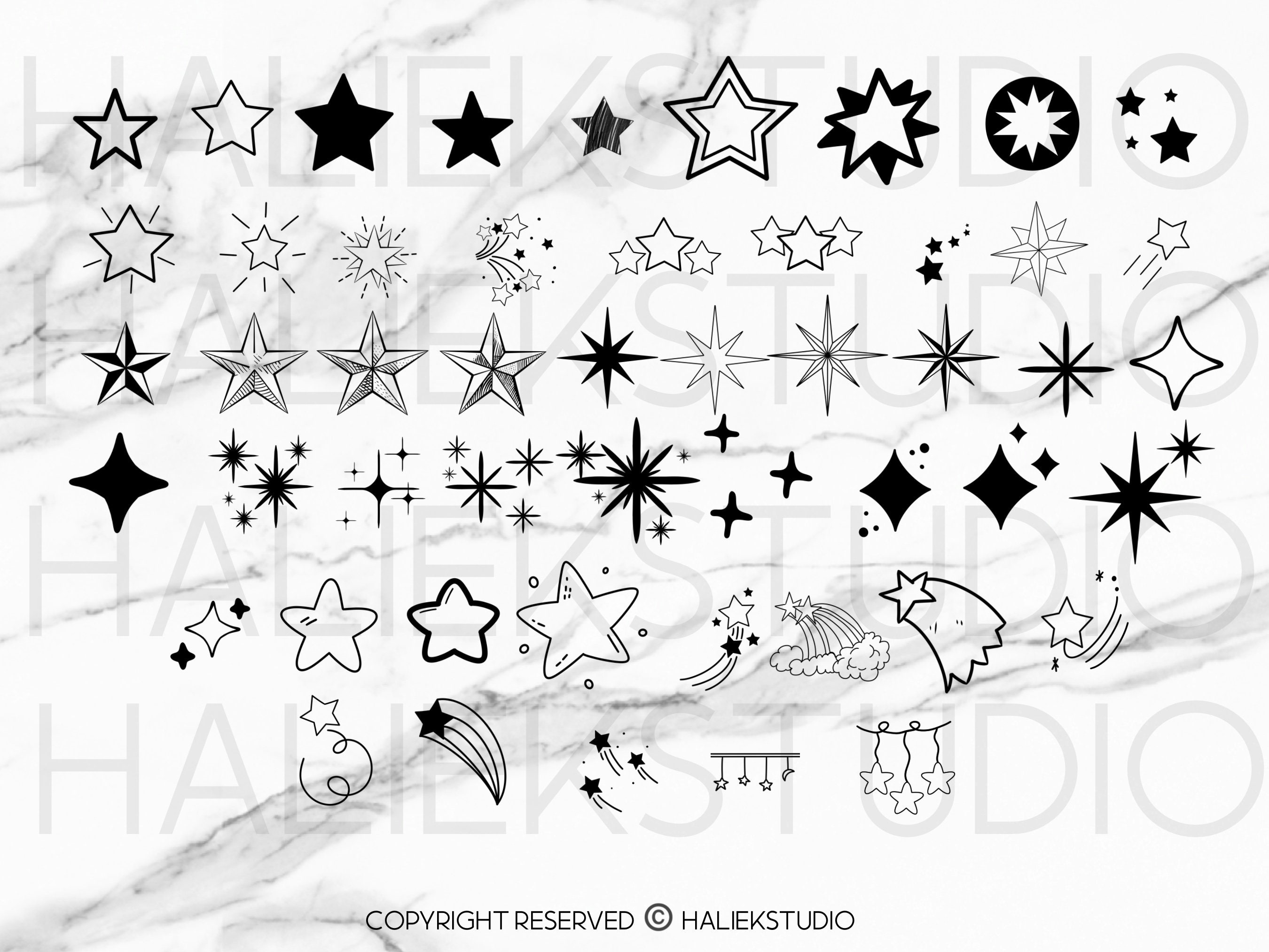50 Star Stamp Brush Set for Procreate - Etsy
