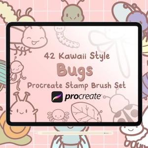 42 Procreate Bugs Stempel Pinsel Set - Niedliche Kawaii Style Insekten Procreate Pinsel