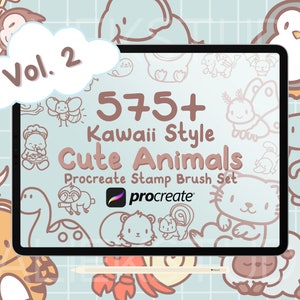 Plus de 575 tampons procréer des animaux, tampons procréer des animaux mignons kawaii, procréer des animaux mignons, pinceaux procréer Doodle - volume 2
