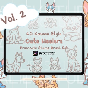 45 Heelers Vol. 2 Procreate Stamps Brush Set - Cute Kawaii Style Procreate Brushes
