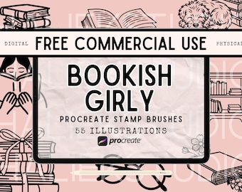 55 Bookish Girly Procreate Stempel Pinselset
