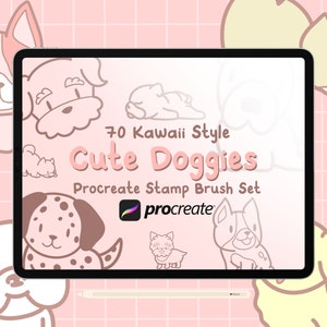 70 Procreate Doodle Doggie Stamps, Cute Kawaii Procreate Stamps, Procreate Cute Dogs, Doodle Procreate Brushes with Commercial Use