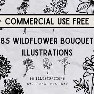 85 Wildflower Bouquets SVG Bundle - flower bouquet images in SVG, png, dxf, or eps files - Commercial Use Free