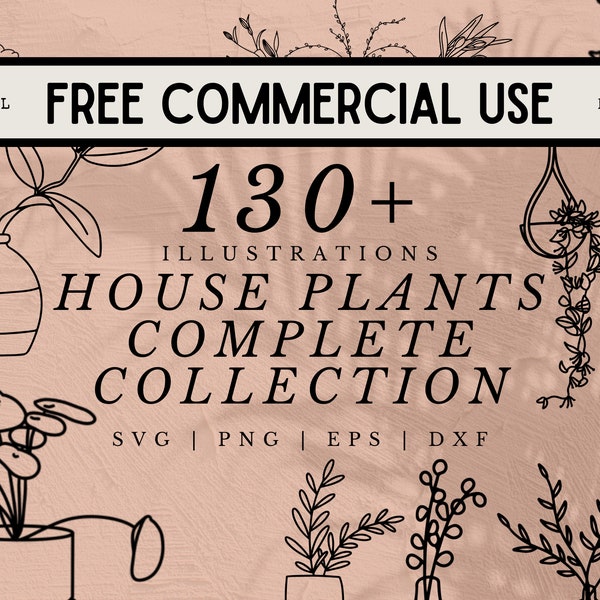 130+ House Plants SVG Illustrations COMPLETE Collection - line art plant images in SVG, png, dxf, or eps files - Free Commercial Use