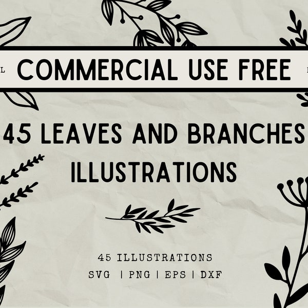 45 Leaves and Branches SVG | Leaves SVG | Branches SVG File |  Leaves clipart | Hand drawn Leaf designs | Cricut, Silhouette Cut files