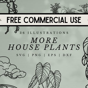 36 More House Plant SVG Illustrations- line art plant images in SVG, png, dxf, or eps files - Free Commercial Use