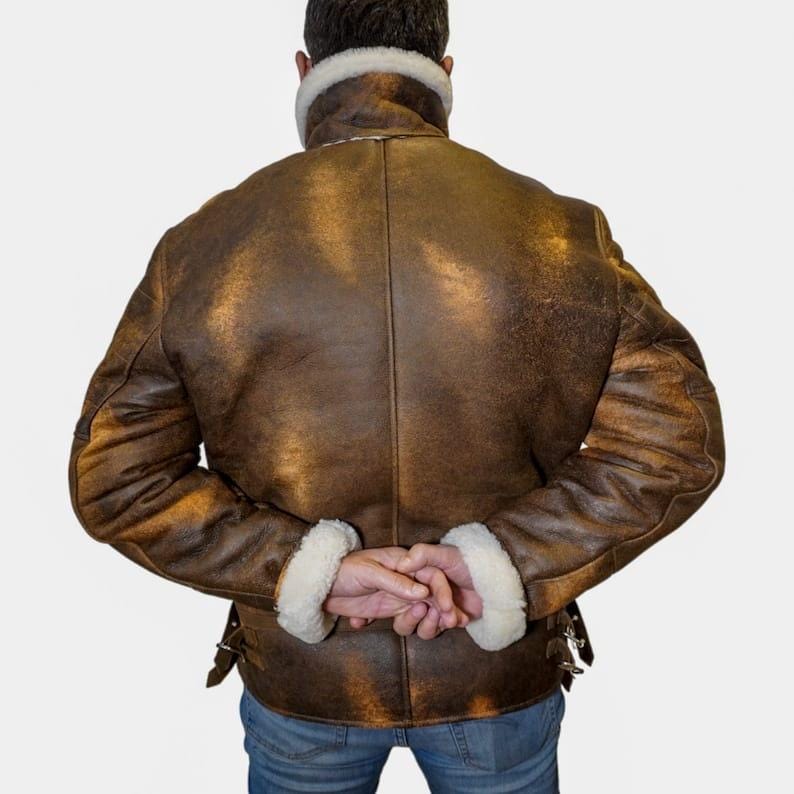  Studioシアリングジャケット　本革レザージャケット ファージャケット メンズシアリングファー裏地本革ジャケット、プレミアム品質 - Etsy 日本