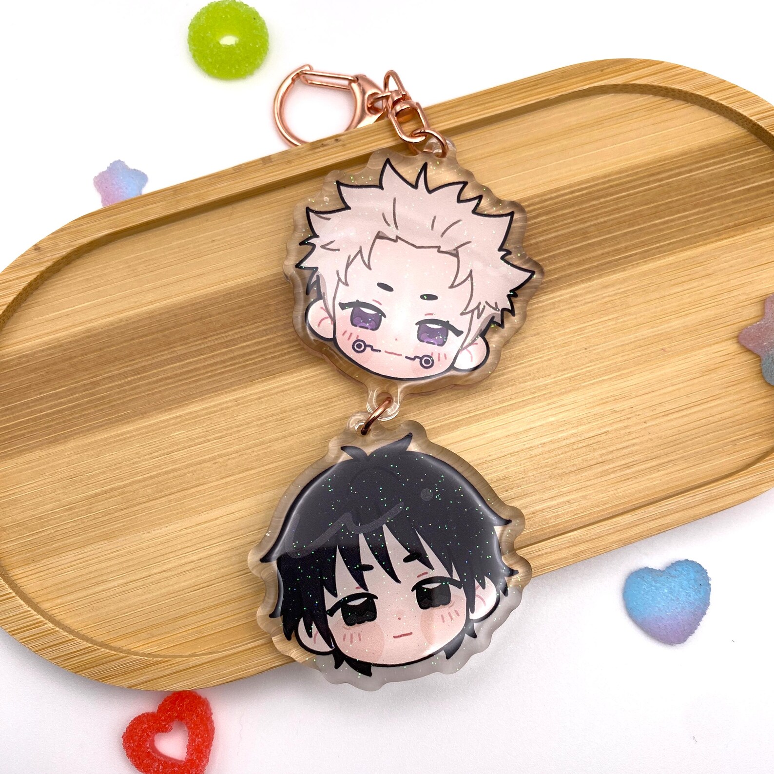 Inuokko Connected Keychain W/ Glitter Epoxy - Etsy