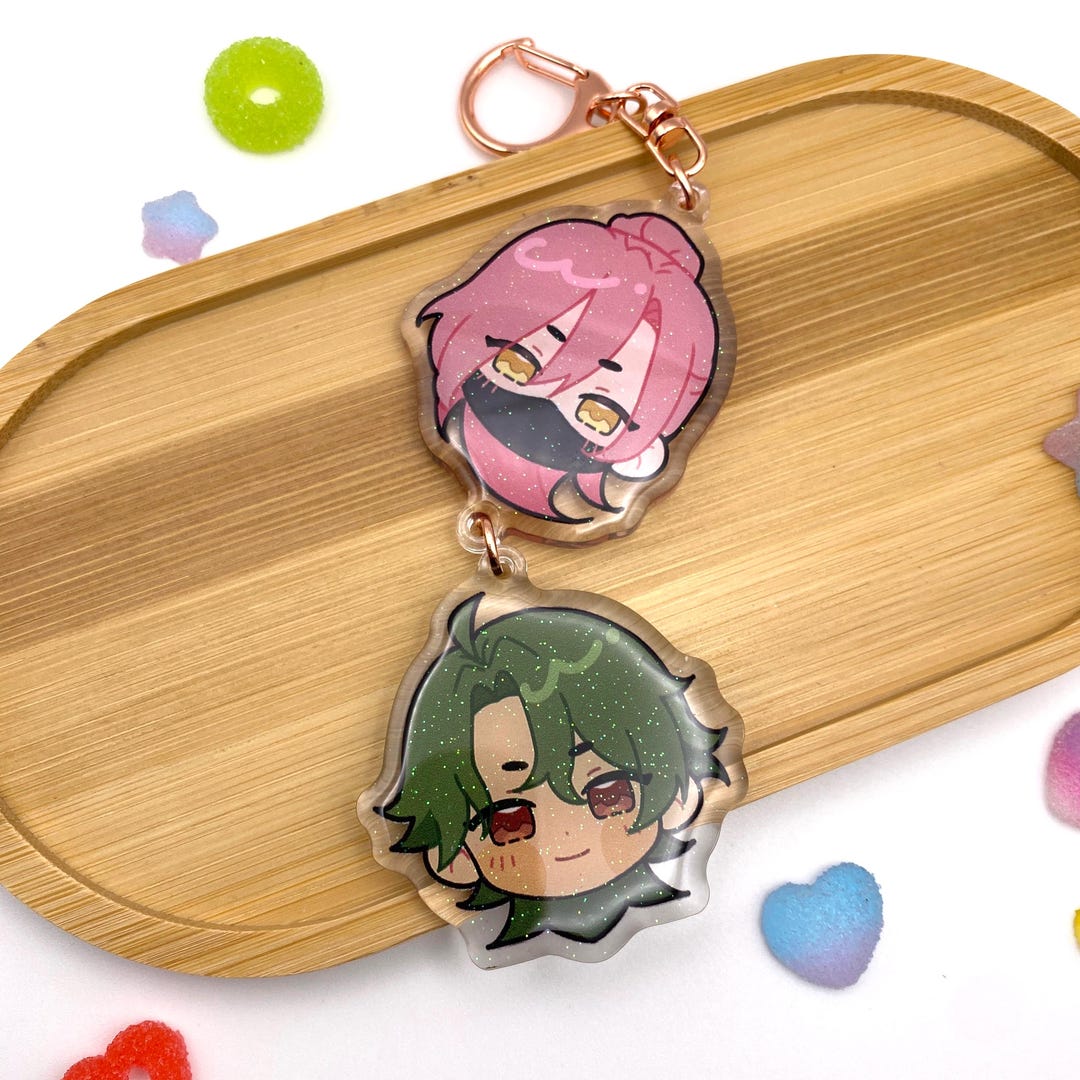 Matchablossom Connected Keychain W/ Glitter Epoxy - Etsy